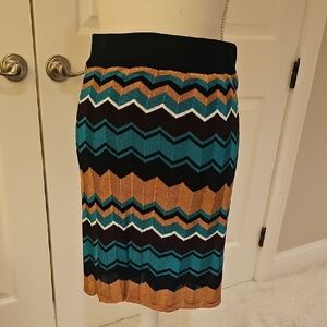 LOFT Chevron Pencil Skirt - Black, Teal, and Gold